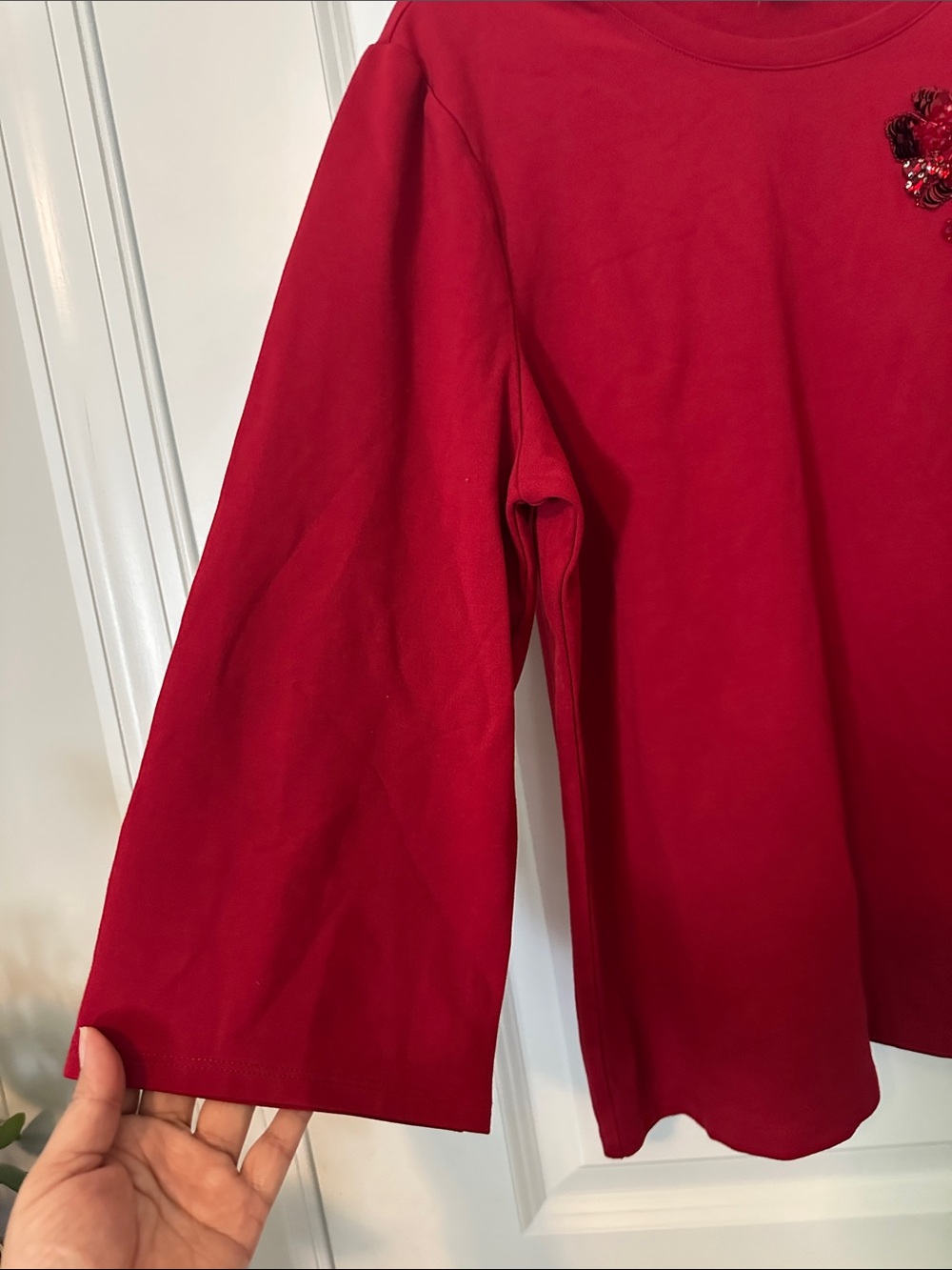 Chico's Scarlet Ponte Tunic with Floral Sequin Accent - Picture 4 of 12